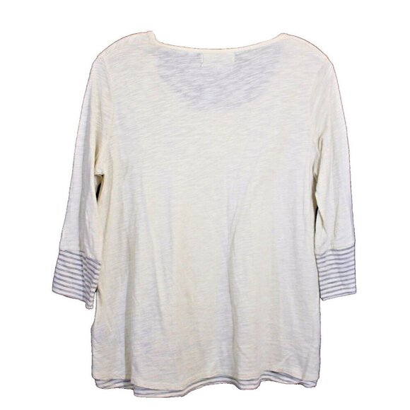 Lauren Active Ralph Lauren LRL Womens Top XS Striped Cream Navy Long Sleeve New - Picture 3 of 5